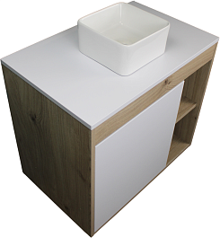 Teymi Тумба с раковиной Nura 80 Helmi Mini 24 подвесная дуб/белый – фотография-1